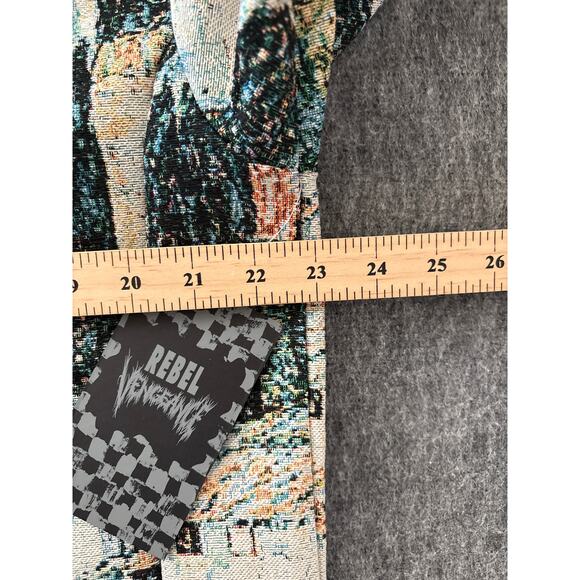 Rebel Vengeance Kirche in Cassone Men' Button Up Tapestry Shirt Long Sleeve Sz S - Picture 7 of 7